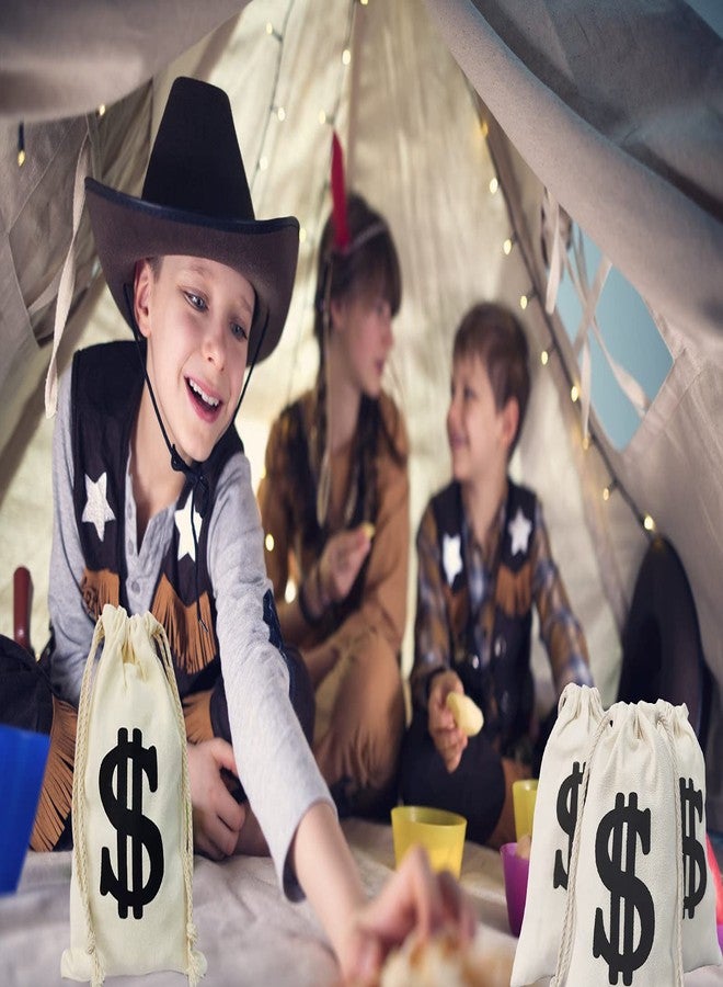 Eylola 6pack 6.3 x 9 Inches Money Bag - Prop Dollar Sign Carrying Sack for Toy Party Favor, Bank Robber Pirate Cowboy Cosplay Theme Party - Image 5